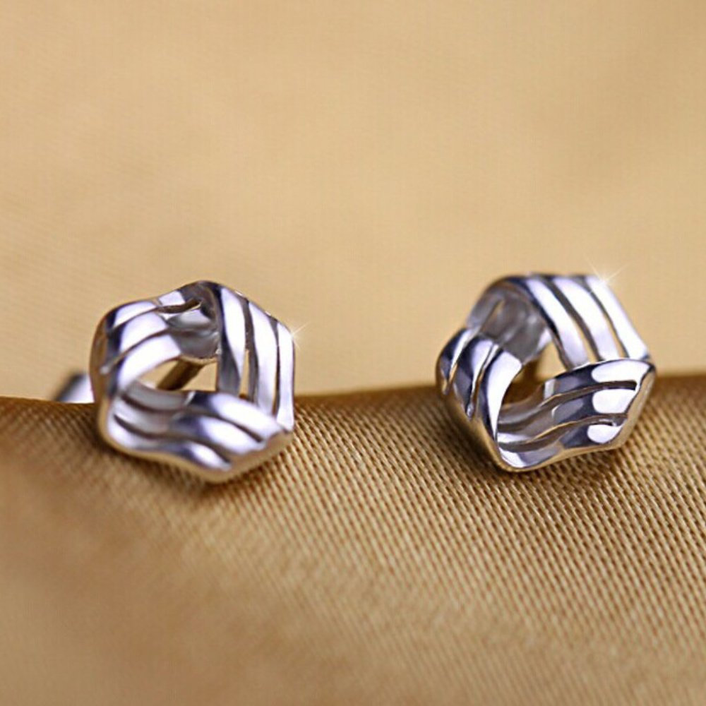 Mini Silver Style Commute Geometric Copper Ear Stud Earrings